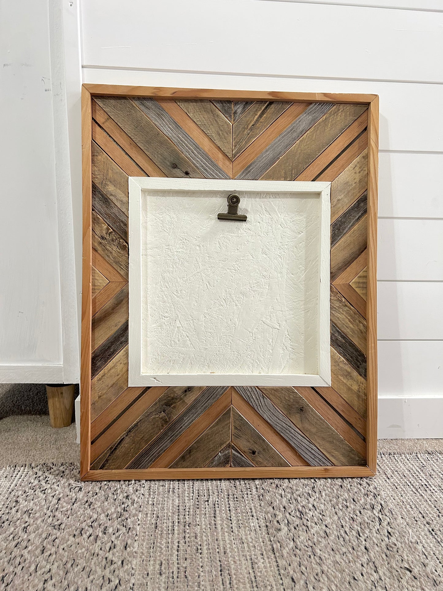 Wood Mosaic with clip for interchangeable art